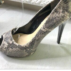 Guess Black and Cream Peep-Toe Heels